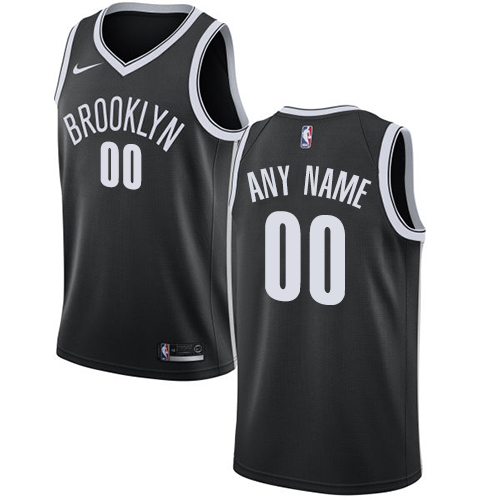 Men's Nike Nets Personalized Swingman Black NBA Icon Edition Jersey