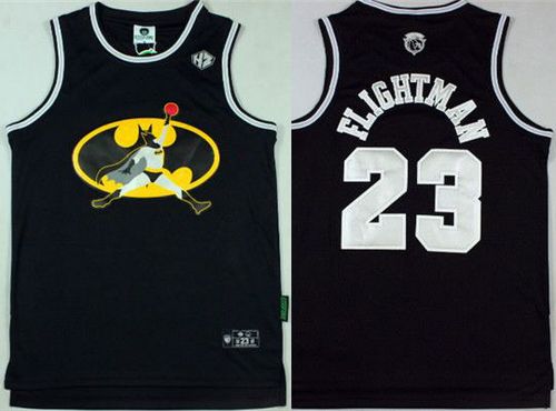 NBA Bulls Batman 23 Michael Jordan Flightman Black Men Jersey